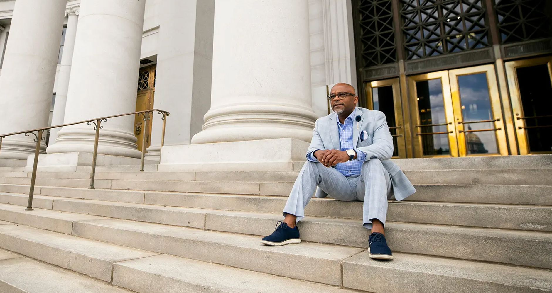 hancock on steps
